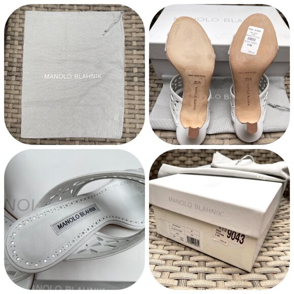 NIB Auc MANOLO BLAHNIK Sophocles Perforated Dual-Band Slide Sandals - Yoth9933 - Picture 5 of 13